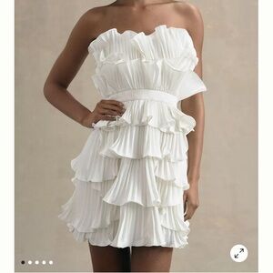 Amur Reed Strapless Pleated Shell Mini Dress